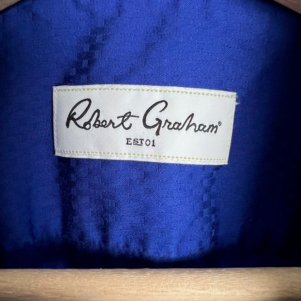 Robert Graham Shirt Mens 42 (Large) Neck 16.5 Button Up Blue Textured Cotton - Picture 3 of 12